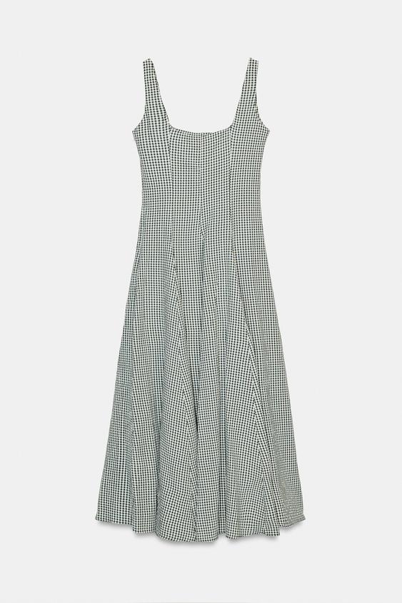 Robe midi à carreaux vichy