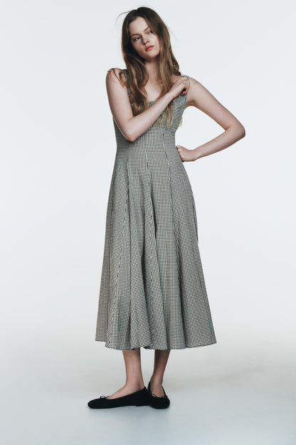 Robe midi à carreaux vichy