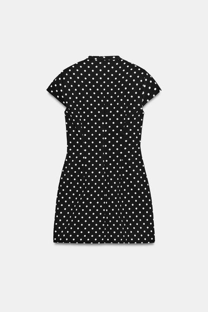 Robe courte lien à nouer à pois