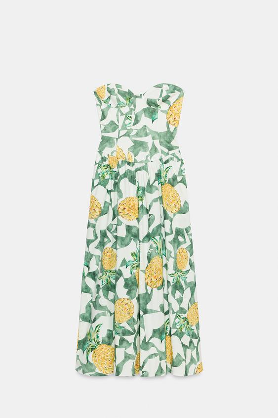 Robe corset en popeline à imprimé fruits