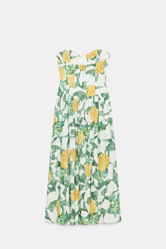 Robe corset en popeline à imprimé fruits