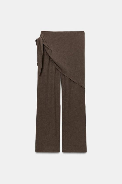 Pantalon texturé effet foulard
