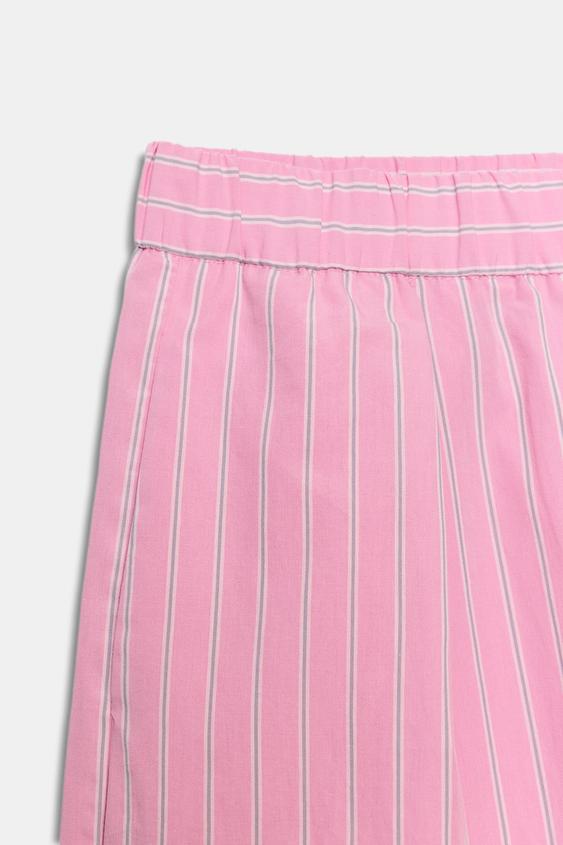 Pantalon large en popeline à rayures