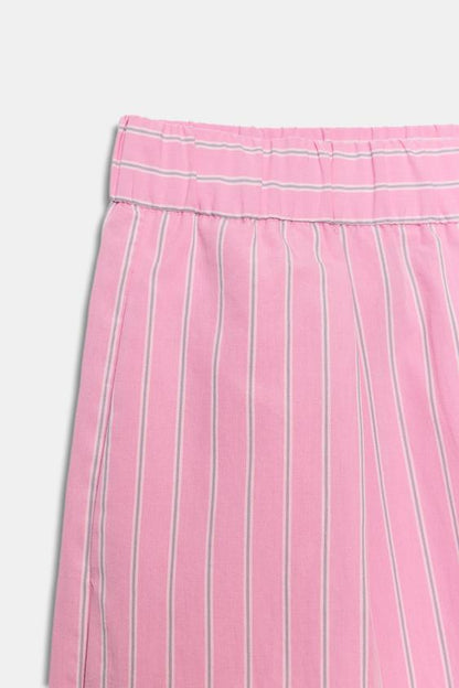 Pantalon large en popeline à rayures