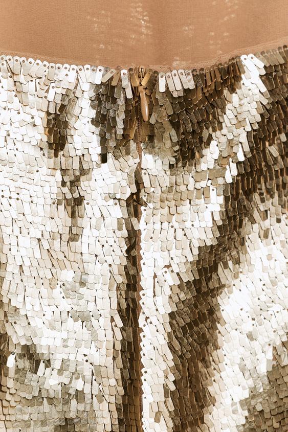 Robe mini dos-nu drapée à sequins