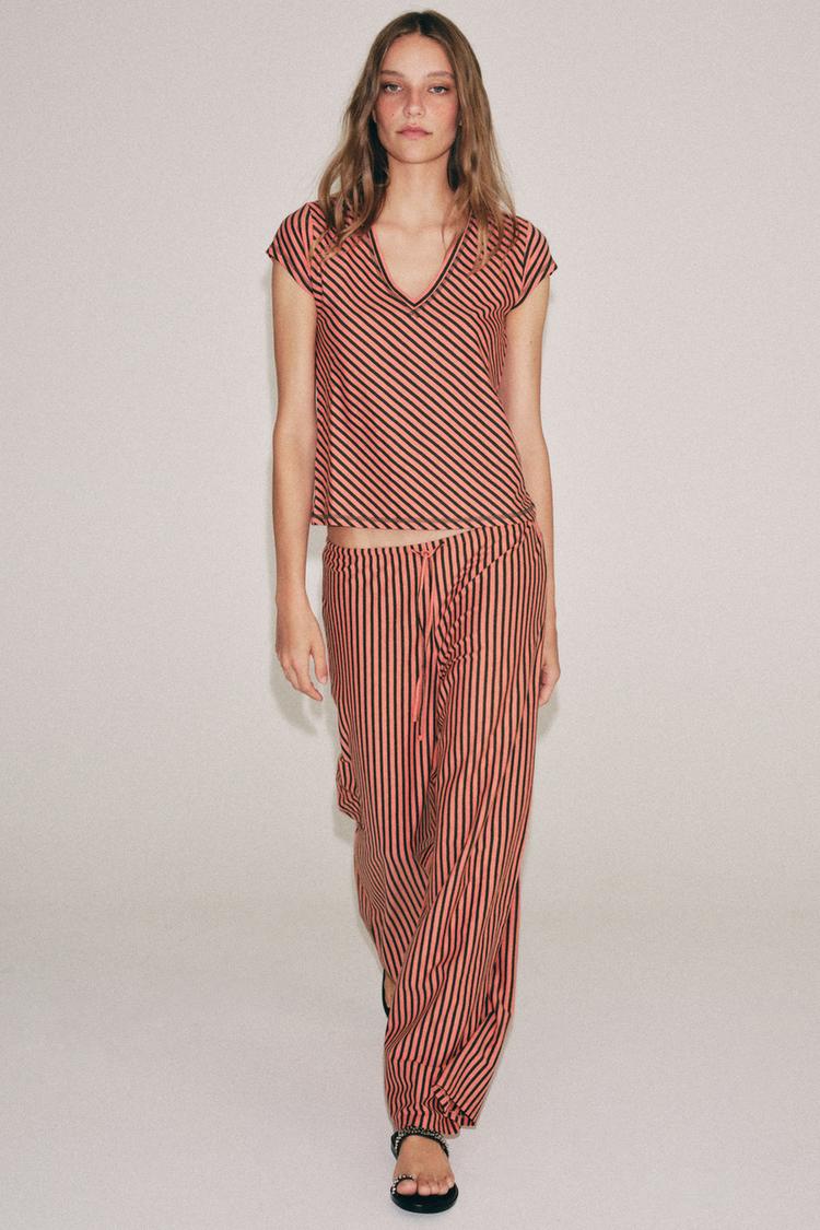 Pantalon à rayures en lin