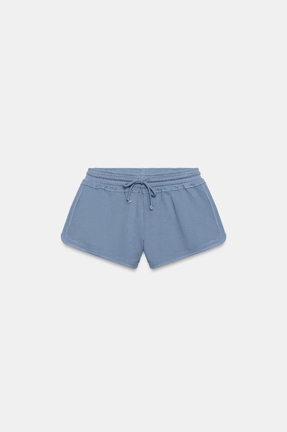 Short à cordons effet délavé