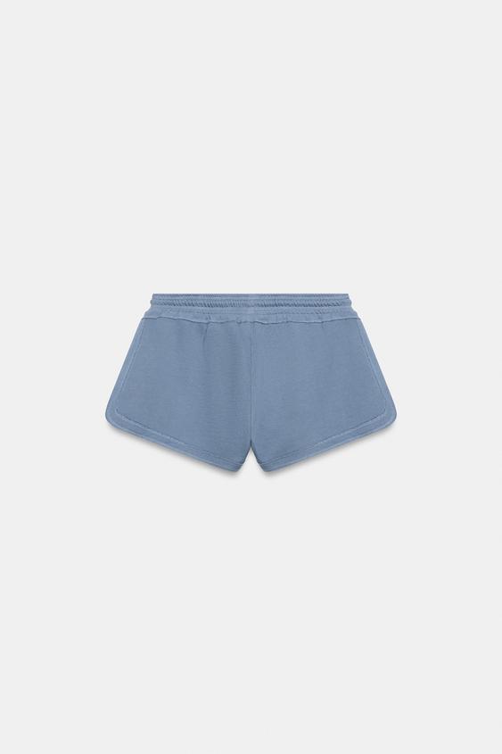 Short à cordons effet délavé