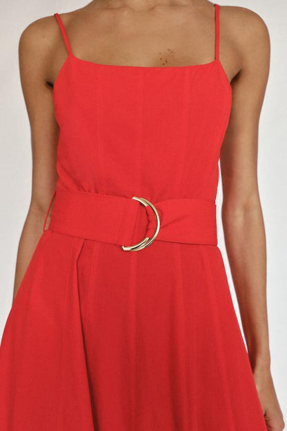 Robe midi en popeline avec ceinture