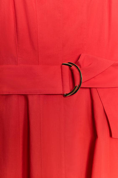 Robe midi en popeline avec ceinture