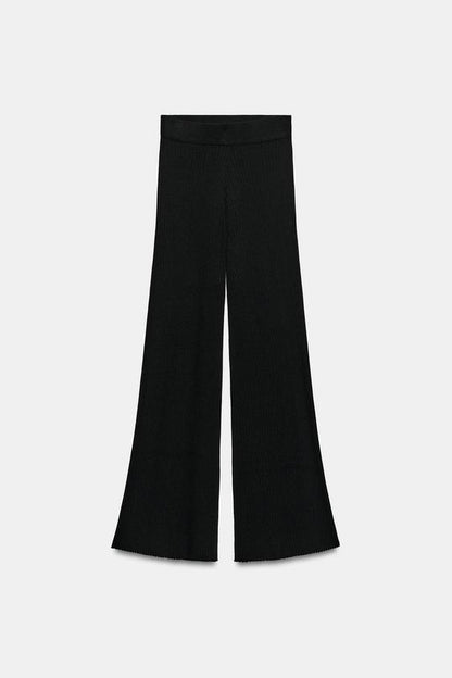 Pantalon large en maille côtelée