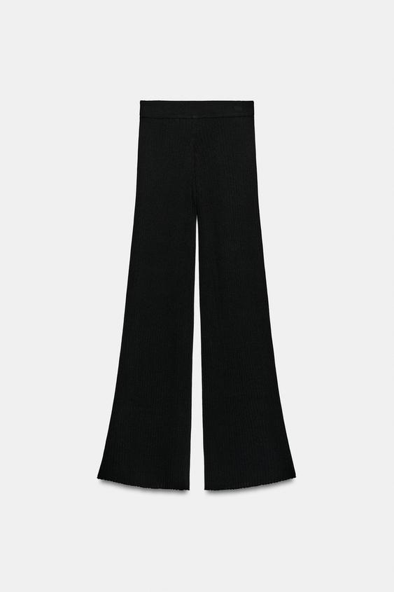 Pantalon large en maille côtelée