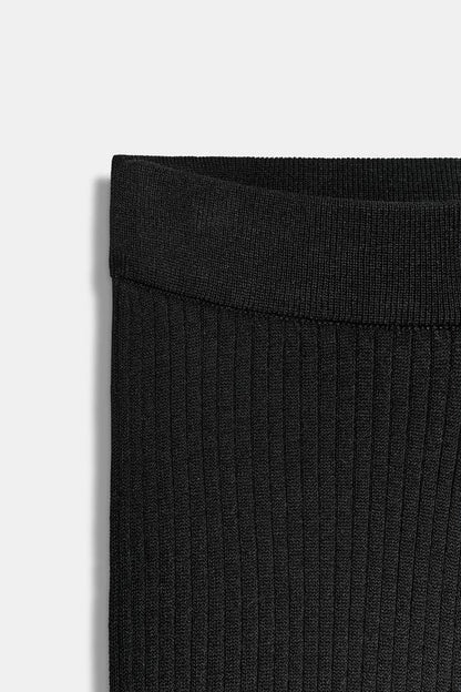 Pantalon large en maille côtelée