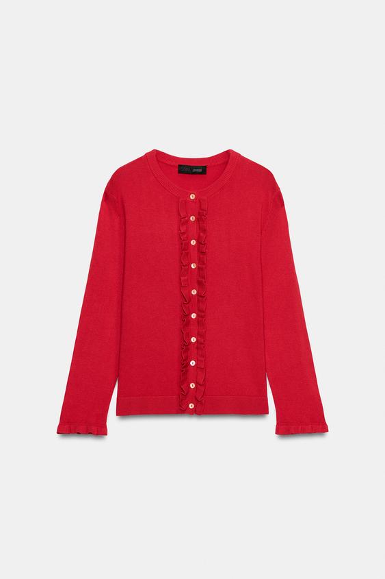 Veste en maille à volants