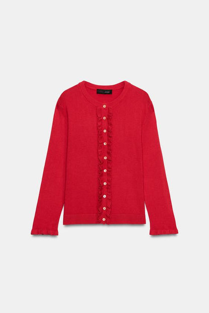 Veste en maille à volants