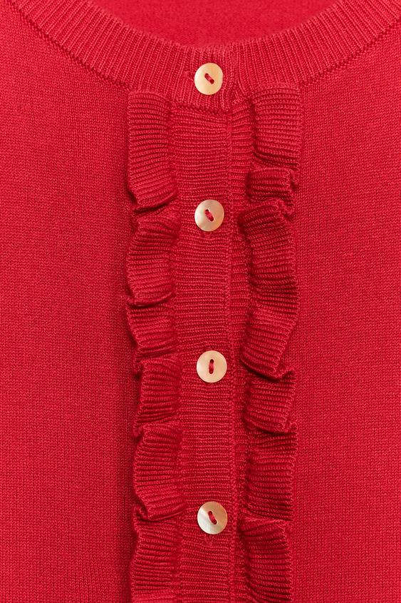 Veste en maille à volants