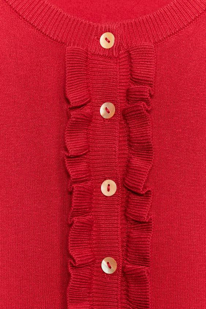 Veste en maille à volants