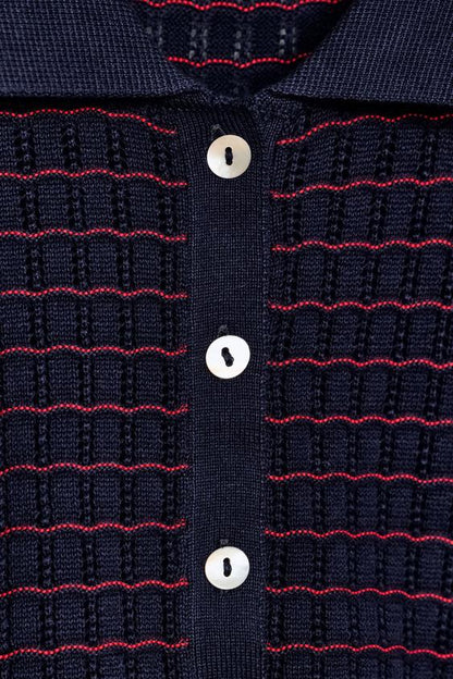 Veste en maille à col claudine et à manches courtes