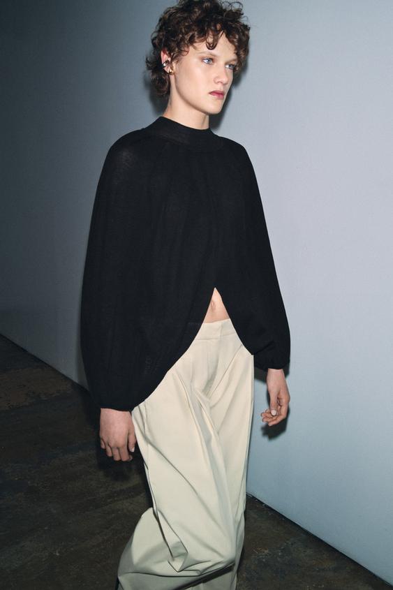 Top effet cape en maille fine