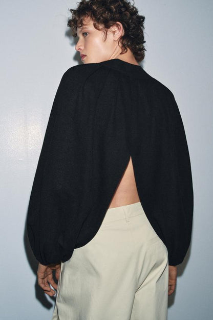 Top effet cape en maille fine