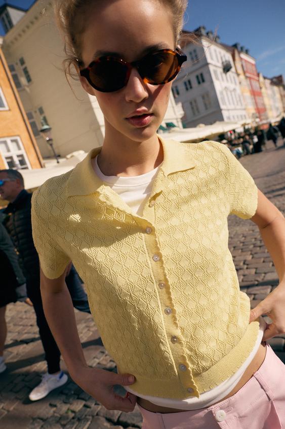 Veste en maille à manches courtes