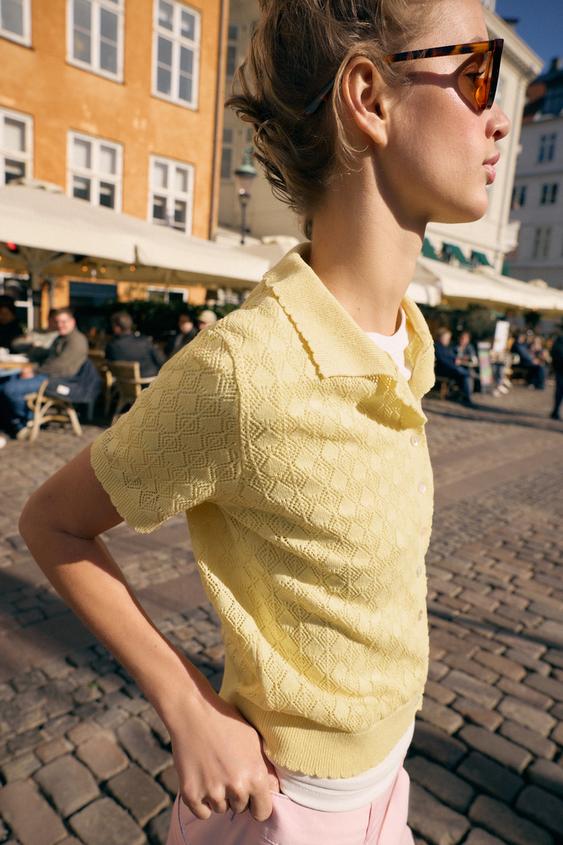 Veste en maille à manches courtes
