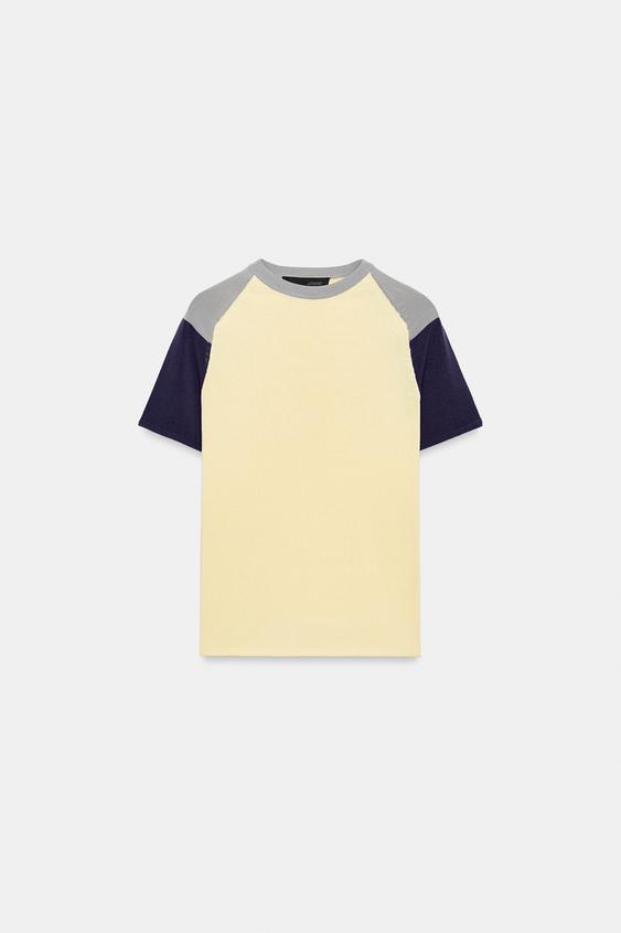 Top en maille à blocs de couleurs
