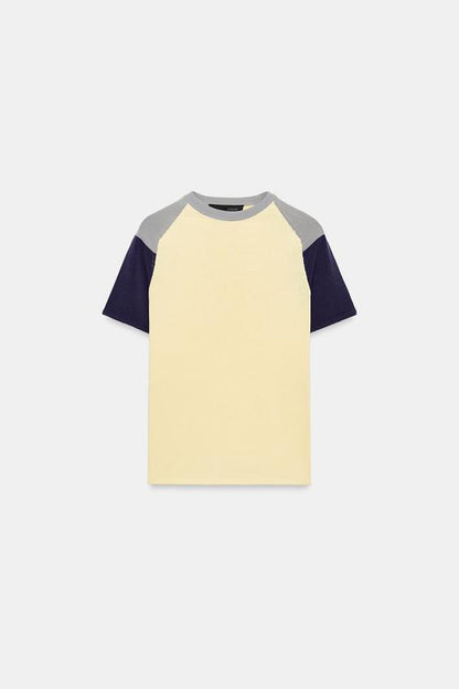 Top en maille à blocs de couleurs