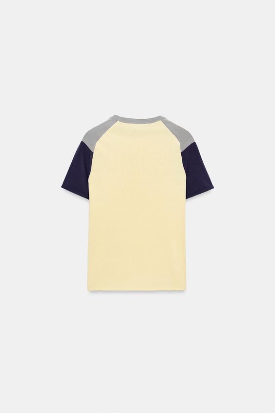 Top en maille à blocs de couleurs