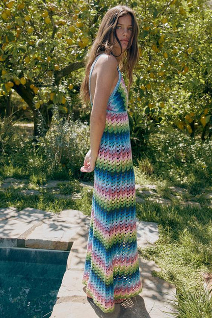 Robe longue en maille à bretelles