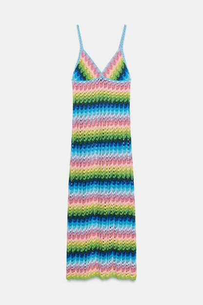 Robe longue en maille à bretelles