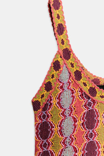 Robe longue en maille à franges