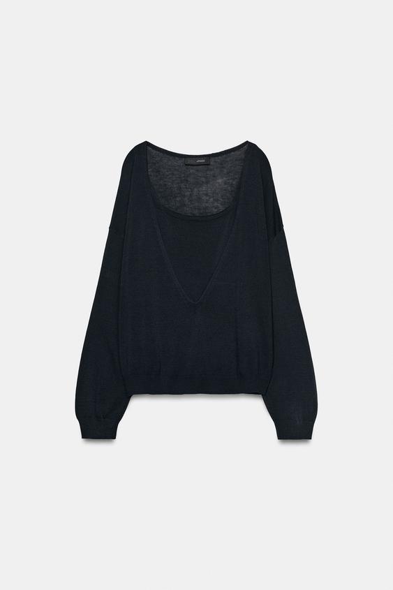 Pull contrasté en maille