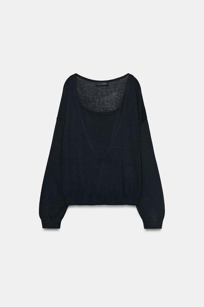 Pull contrasté en maille