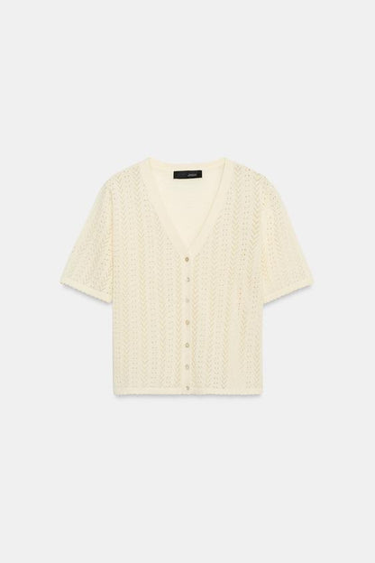 Veste en maille pointelle à manches courtes