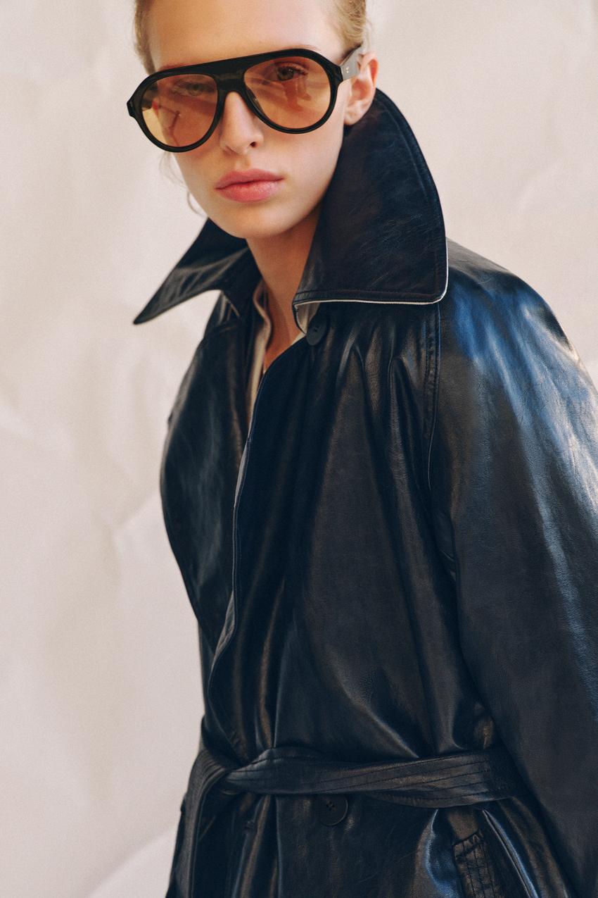 Trench oversize effet cuir ZW Collection