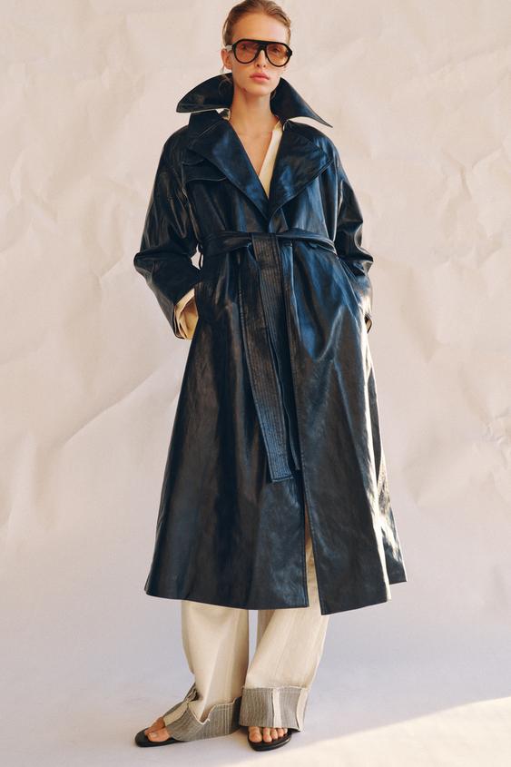 Trench oversize effet cuir ZW Collection