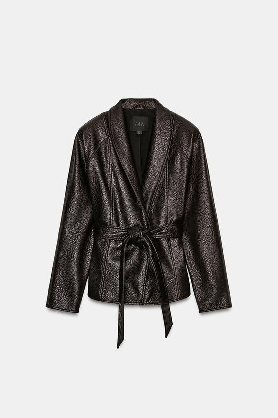Veste effet cuir avec ceinture ZW Collection