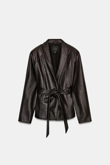 Veste effet cuir avec ceinture ZW Collection