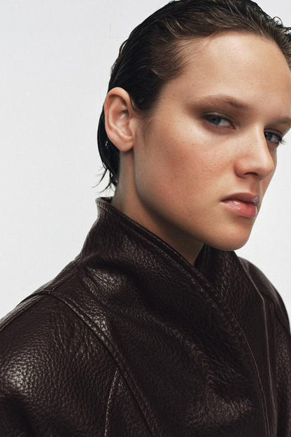 Veste effet cuir avec ceinture ZW Collection