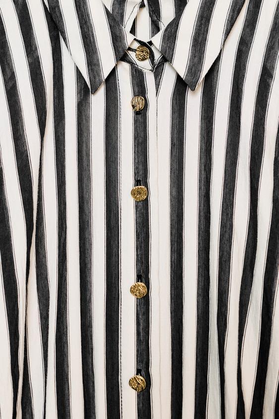 Robe midi contrastée à rayures avec ceinture