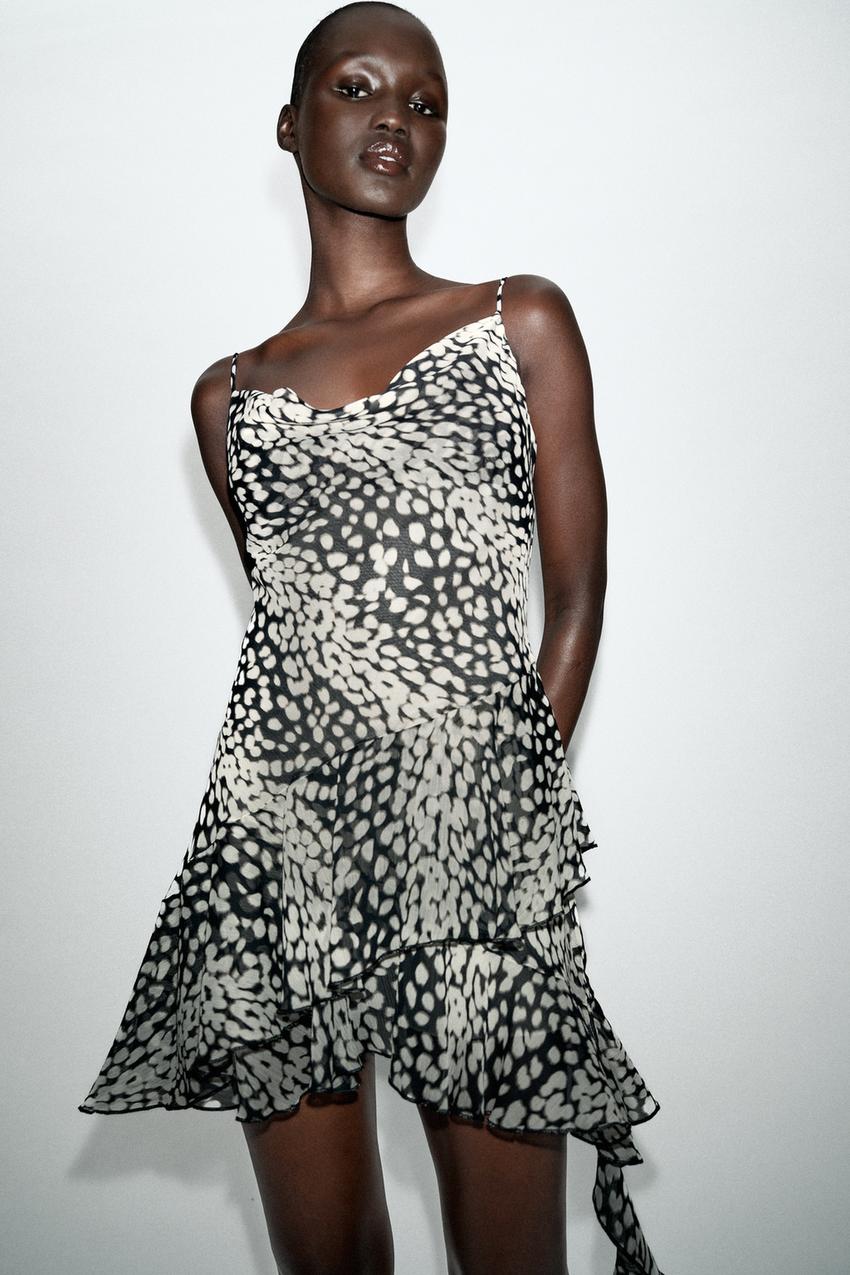 Robe mini asymétrique imprimée