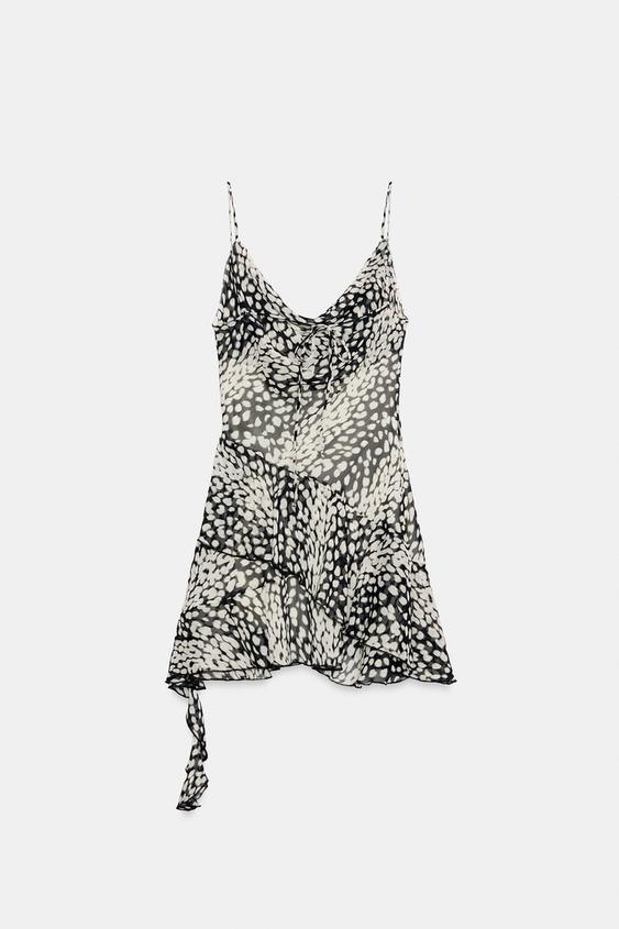 Robe mini asymétrique imprimée