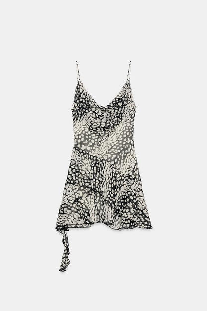 Robe mini asymétrique imprimée