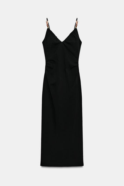 Robe midi cintrée à perles