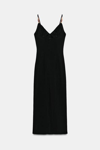 Robe midi cintrée à perles