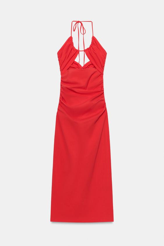 Robe midi crayon drapée à découpes