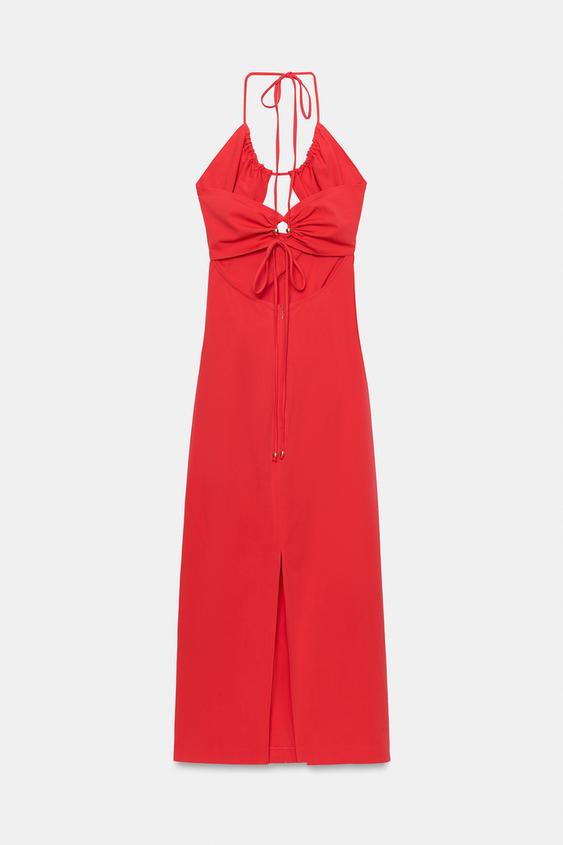 Robe midi crayon drapée à découpes