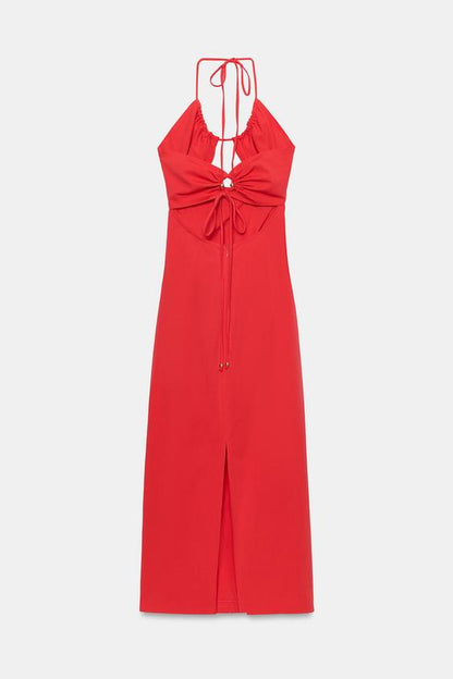 Robe midi crayon drapée à découpes
