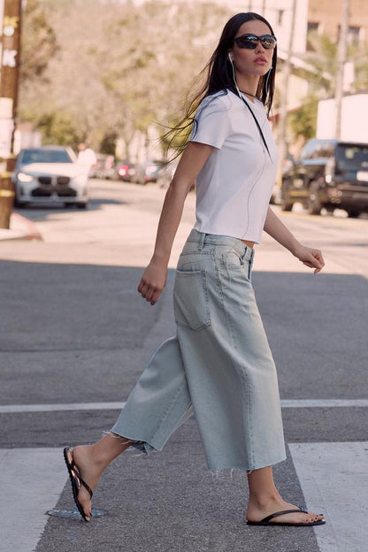 Jorts en denim TRF déchiré, taille mi-haute